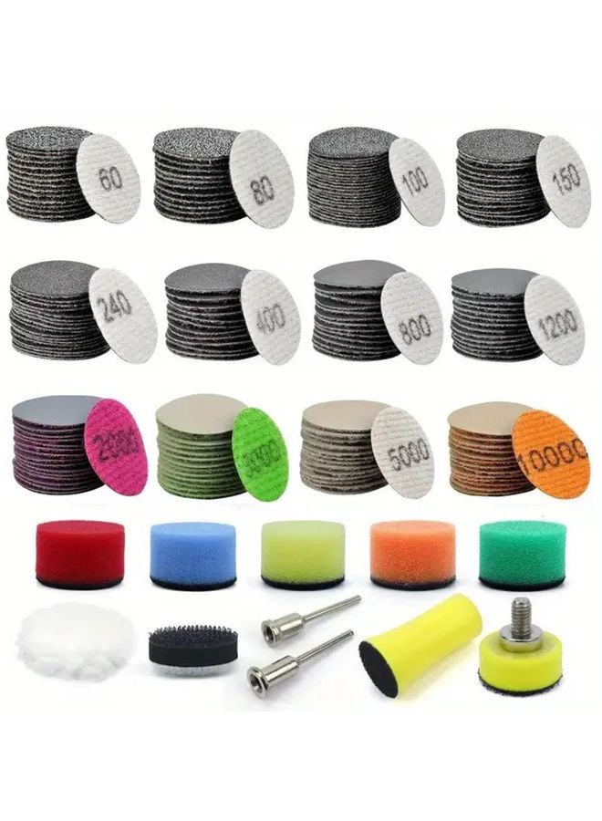 240 Pcs 1 Inch Hook And Loop Sandpaper 60 10000 Grit Wet Dry With Backing Pads - Image 1