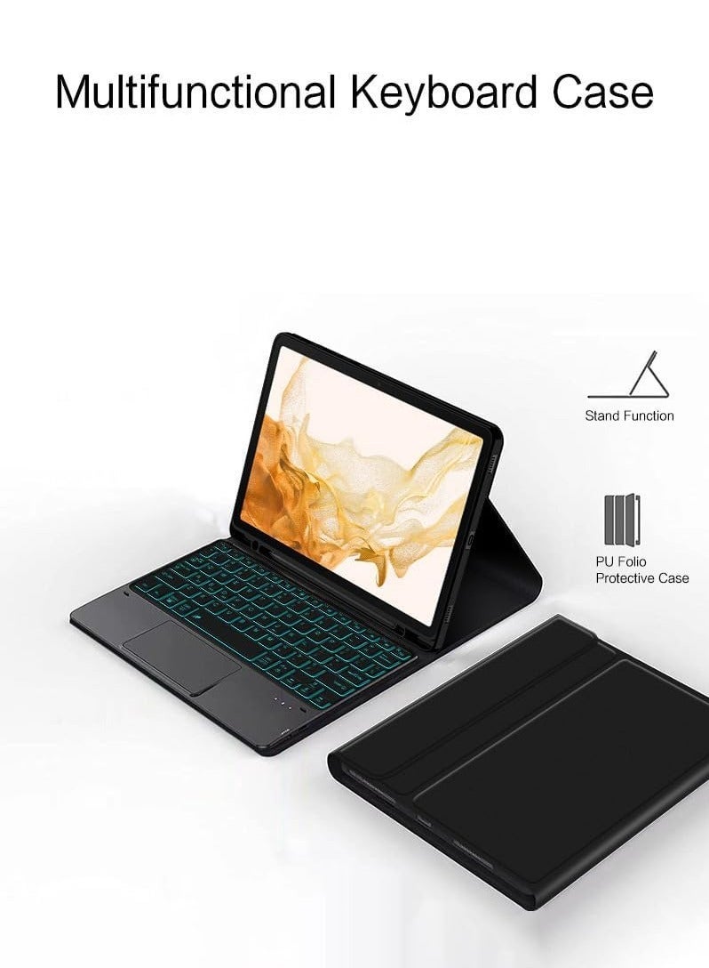 Arabic and English Keyboard Is Compatible with Samsung Galaxy Tab S9 11inch Case - Touchpad Detachable Ultra-thin Leather Stand S Pen Holder - Image 5