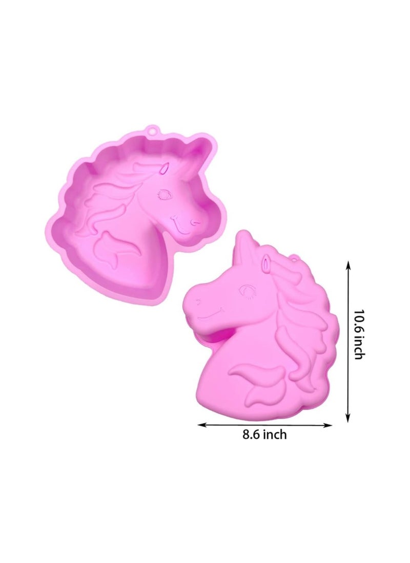 1PCS Unicorn Silicone Cake Pan,Unicorn Bread Baking Tray Large Non-Stick Silicone Biscuits Dessert Bakeware for Baking DIY Party Decorating Muffin Cake Mold