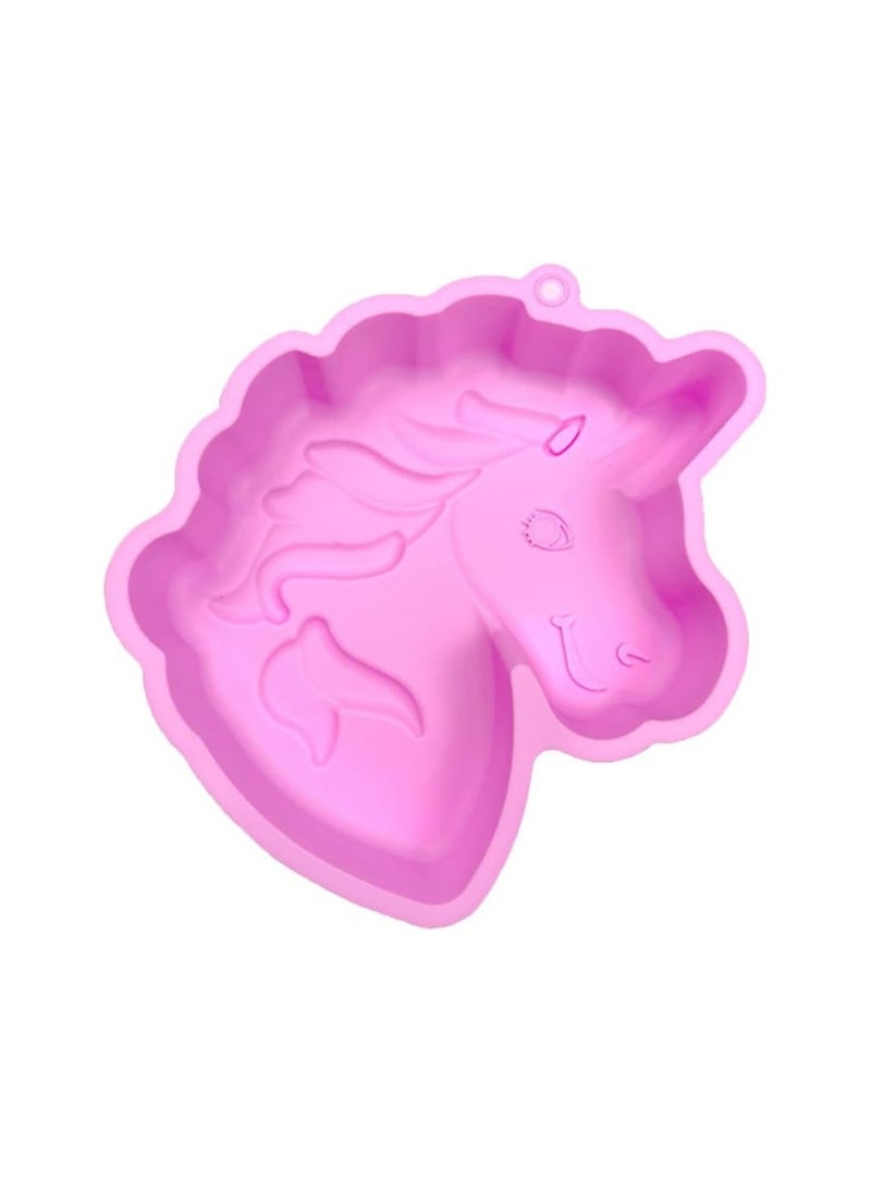 1PCS Unicorn Silicone Cake Pan,Unicorn Bread Baking Tray Large Non-Stick Silicone Biscuits Dessert Bakeware for Baking DIY Party Decorating Muffin Cake Mold
