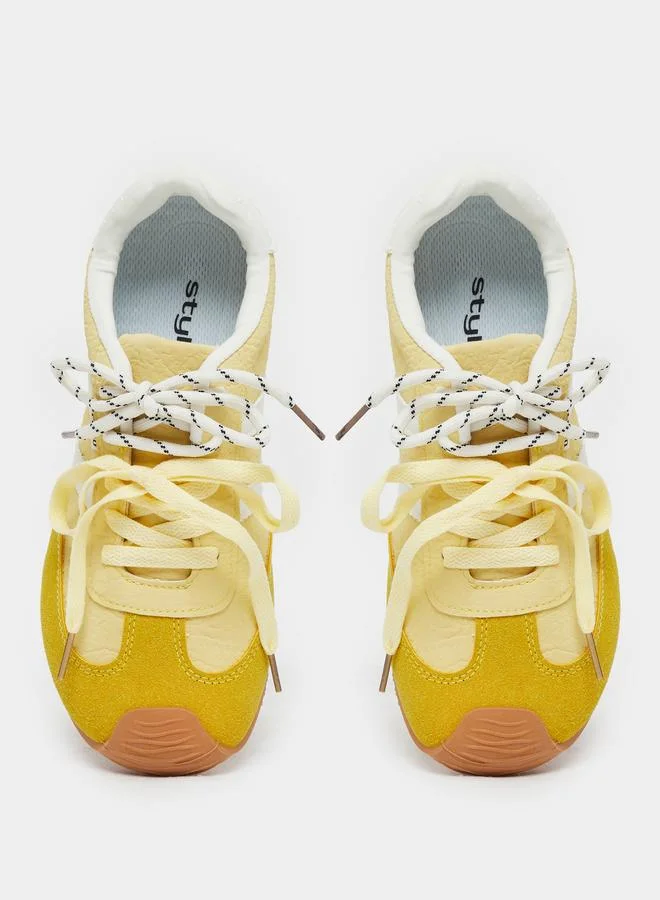 Styli Styli Striped Lace Up Sneakers