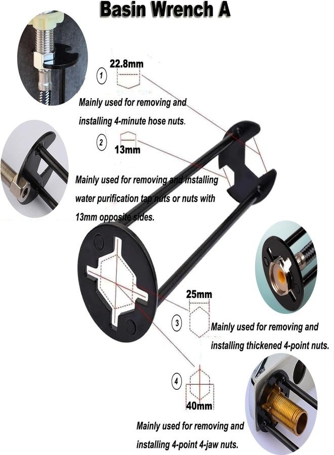 Serplex® Multi Purpose Four-Jaw Sink Wrench Set, Dual Head, Long Handle, Carbon Steel, Universal Fit for Kitchen Basin Tap Installation & Repair, Plumber Tool for Home & DIY, 1 Pc - Image 3