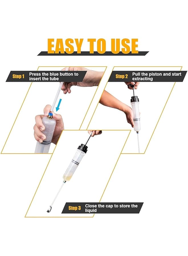 جيه زد اس مضخة شفط سوائل السيارات، محقنة تغيير الزيت مع خرطوم، شفط وقود يدوي وملء، جهاز تفريغ سوائل تغيير الزيت (500 سم مكعب) - Image 3