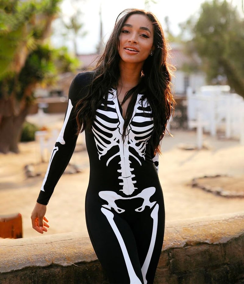 Tipsy Elves Form Fitting & Flattering Skeleton Bodysuit for Halloween - Women's Sexy Skeleton Costume - White Size Small - Image 5