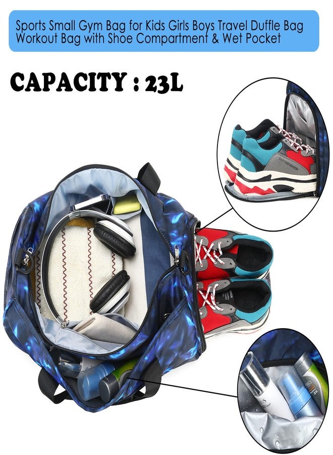 LEDAOU Kids Duffle Bag Boys Girls Overnight Travel Sport Gym Bag Weekender Carry On Shoulder Bag with Shoe Compartment & Wet Pocket (Soccer Black Blue) - Image 3