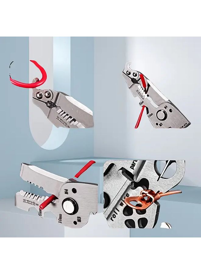 1pc Multifunctional Folding Wire Stripping Pliers Adjustable Cable Cutter Handheld Tool - Image 3