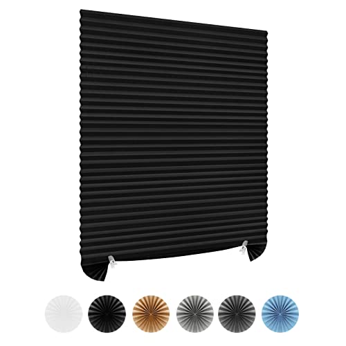 Maritown Window Blinds Cordless Blackout No Drill Cut to Size Clip On Stick On Self Adhesive Temporary Blinds Pleated Paper Blinds for Windows Doors Shades for Home Nursery Bedroom Kitchen Bathroom - Image 1