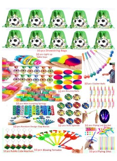 JOLLITY LLC 110 PCS Party Favors for Kids Football Soccer Drawstring Goody Bags with Bulk Toys for Classroom Rewards Carnival Prizes Birthday Party Pinata Stuffers Goodie Bag Filler Treasure Box Return gifts for Boys and Girls  - Image 1