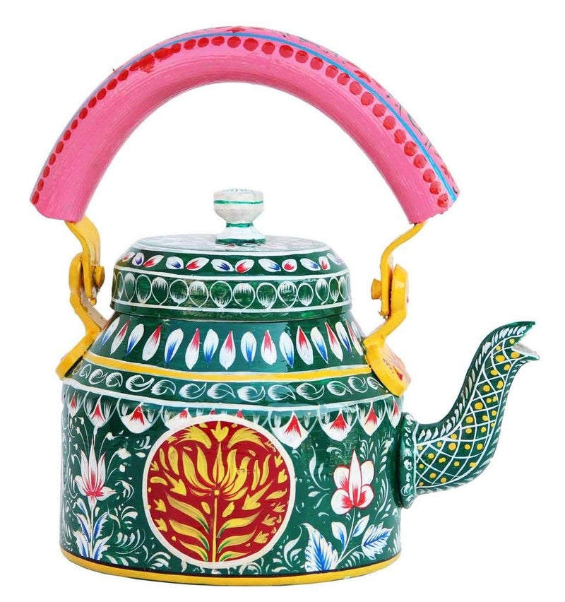 Craft Junction CraftJunction Traditional Aluminium Colourfull Decorative Tea Kettle(8.5 * 8.25 * 5.5 Inches/500 ML) - Image 1