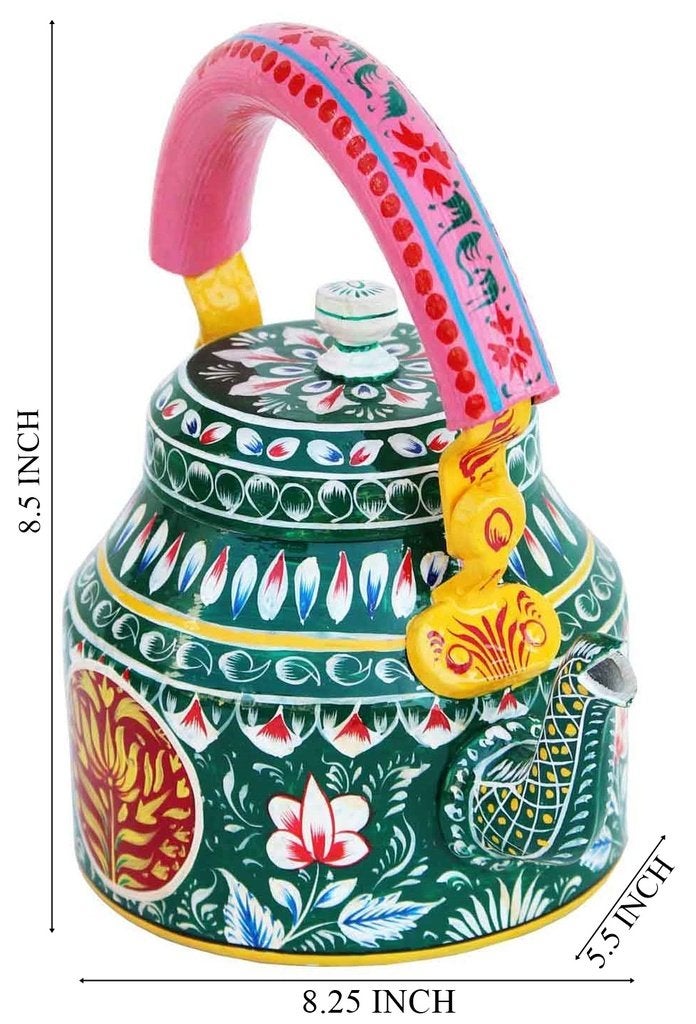 Craft Junction CraftJunction Traditional Aluminium Colourfull Decorative Tea Kettle(8.5 * 8.25 * 5.5 Inches/500 ML) - Image 2