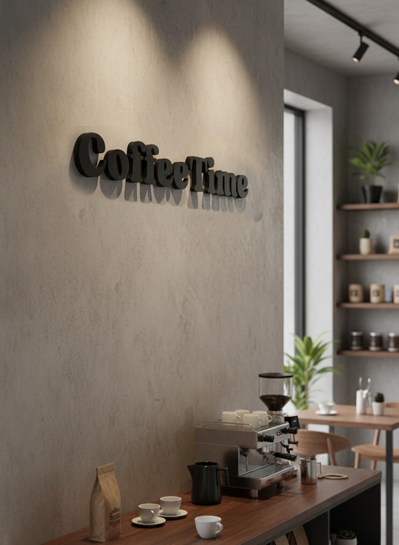 LOWHA Acrylic Wall Art with Back Sticker Featuring a Laser Cut Coffee Time Phrase - Image 5