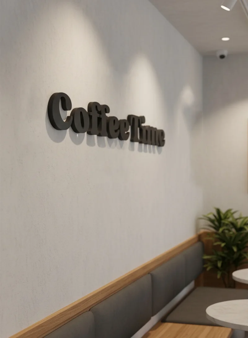 LOWHA Acrylic Wall Art with Back Sticker Featuring a Laser Cut Coffee Time Phrase