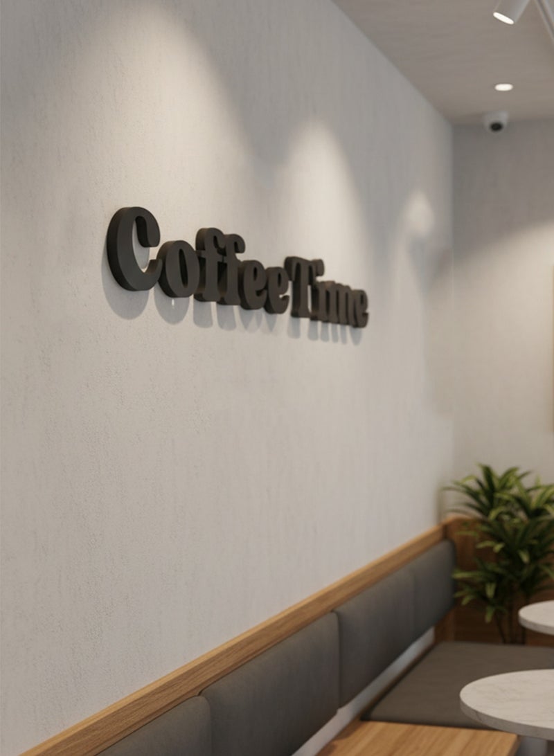 LOWHA Acrylic Wall Art with Back Sticker Featuring a Laser Cut Coffee Time Phrase - Image 2