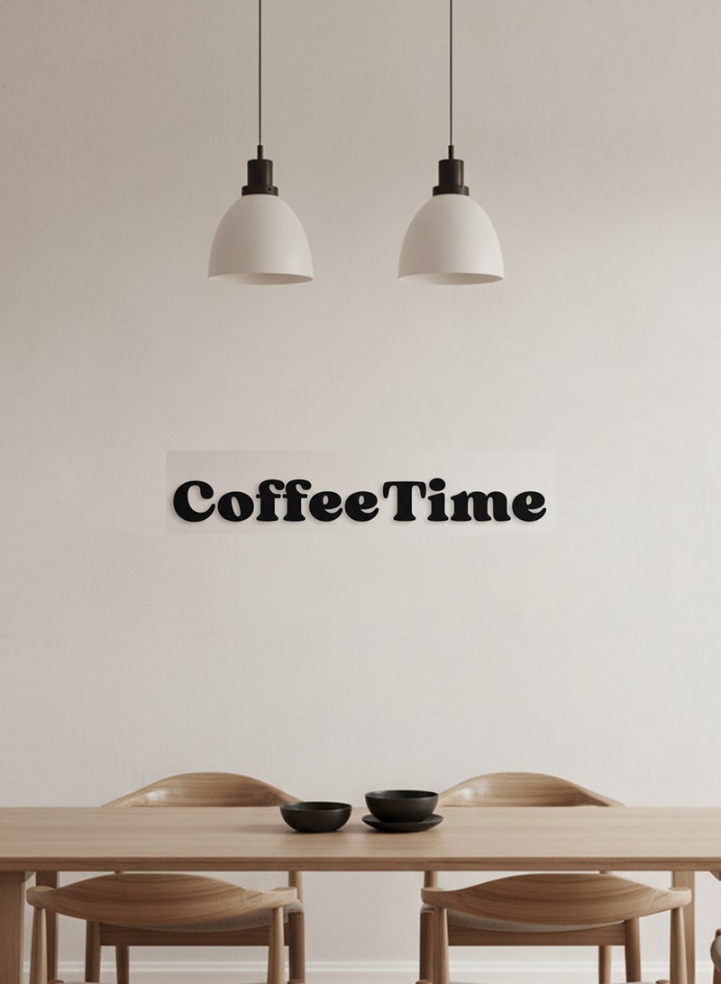 LOWHA Acrylic Wall Art with Back Sticker Featuring a Laser Cut Coffee Time Phrase - Image 1