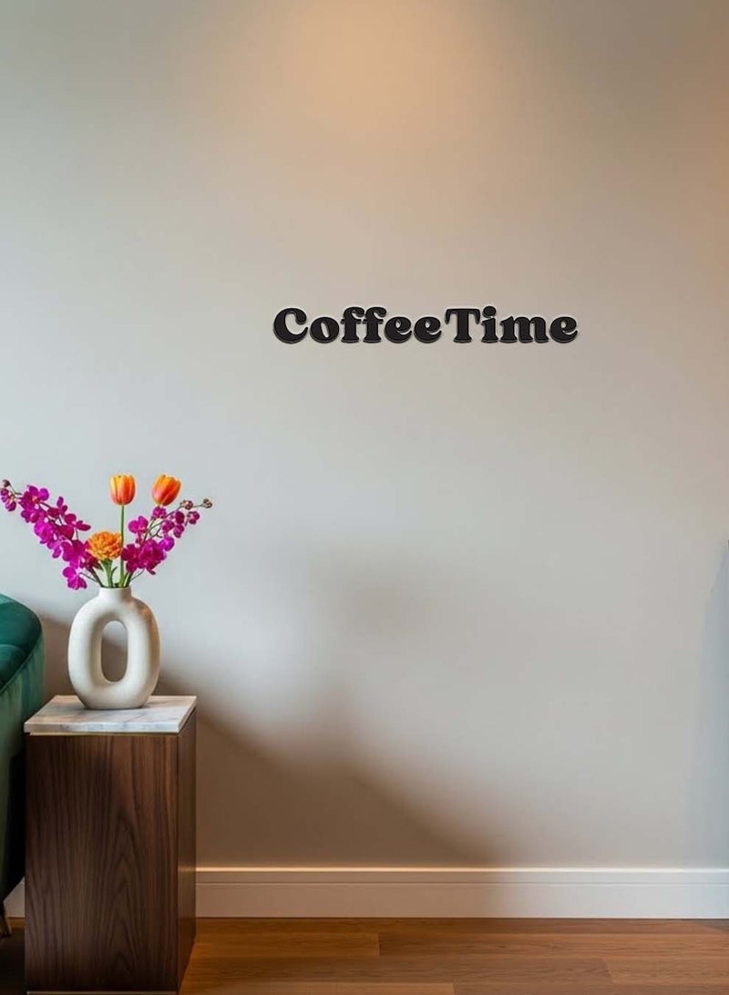 LOWHA Acrylic Wall Art with Back Sticker Featuring a Laser Cut Coffee Time Phrase - Image 4
