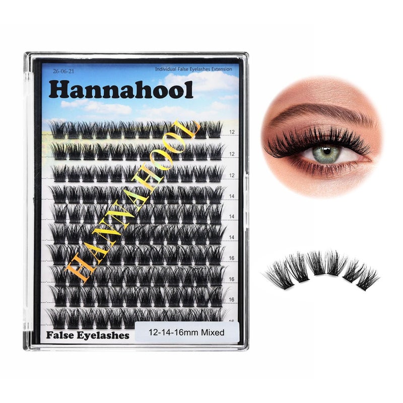 Hannahool 120pcs D Curl Individual Wide Stem Cluster DIY Eye Lashes Extensions Mixed 10121416mm141618mm121416mm Makeup Dramatic Volume Lashes mixed 121416mm