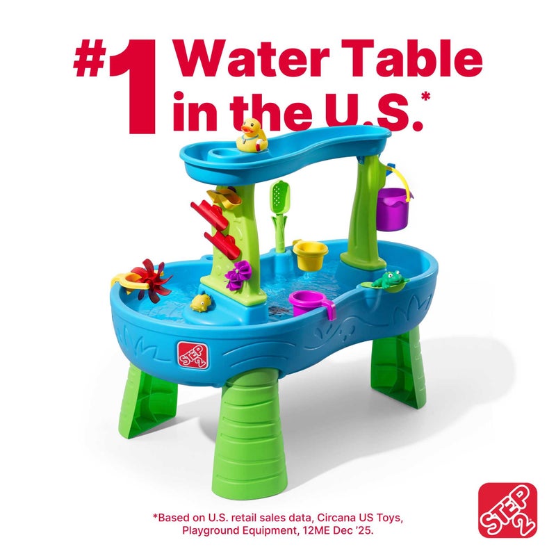 Step2 Rain Showers Splash Pond Water Table with Cover, Kids Water and Sand Activity Sensory Playset, Summer Outdoor Toys, 13-Piece Water Toy Accessories, For Toddlers 1.5+ Years Old, Blue & Green - Image 3
