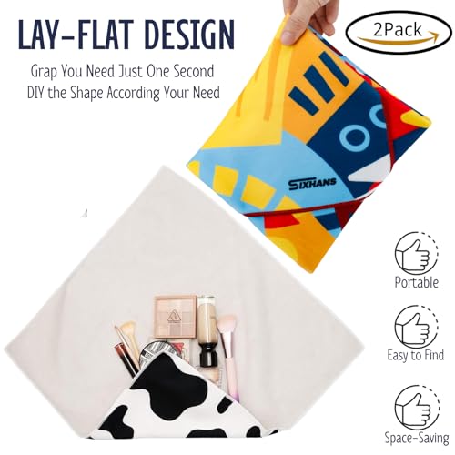 SIXHANS 2Pack SelfAdhesive Magic Cloth Makeup BagLay Flat Travel OrganizerPortable Cosmetic Pouch for Beauty EssentialsCamera WrapLaptop Protective CoverMultiPurpose Gift for Women Girl 197x197 - Image 3