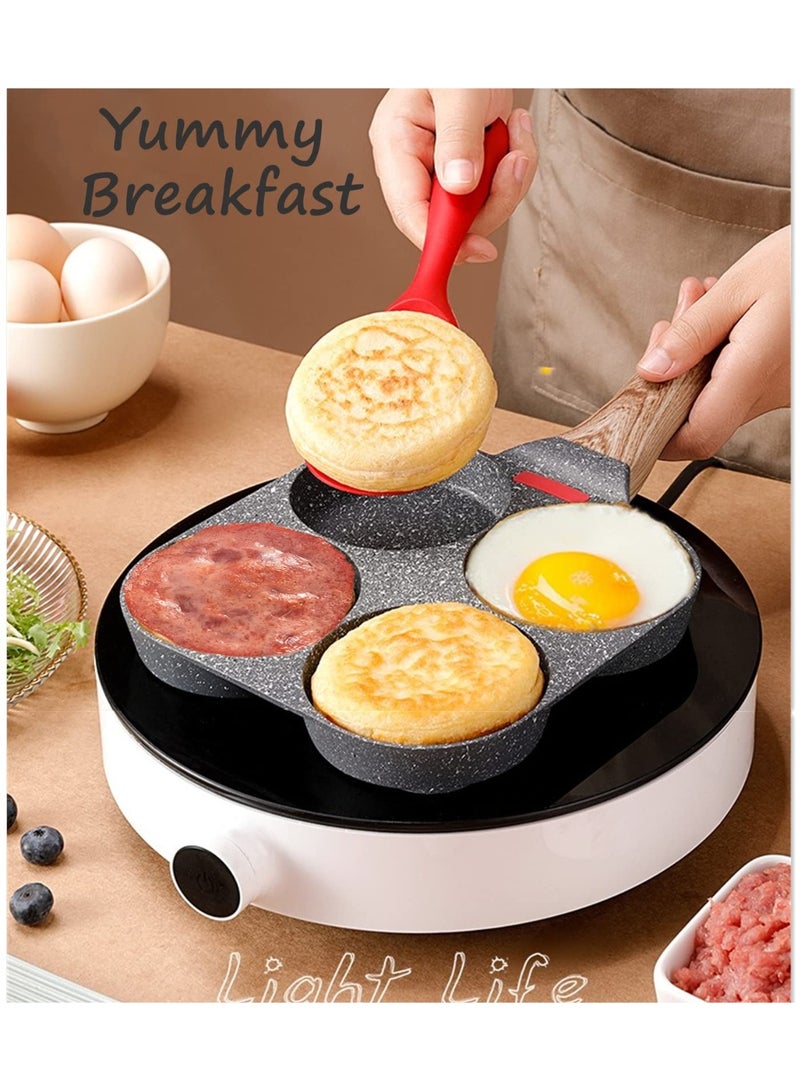 BOAO 4-Cup Egg Pan Nonstick, and Healthy Granite Egg Frying Pan, Versatile Breakfast Skillet for Eggs, Pancakes, Plett, Crepes, Compatible with Gas Stove and Induction Cooktop - Image 2