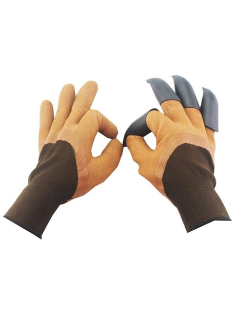 Gardening gloves with claws used for digging and planting, made of water-resistant materials, specially designed to help gardeners in their work, equipped with claws to facilitate the process of diggi