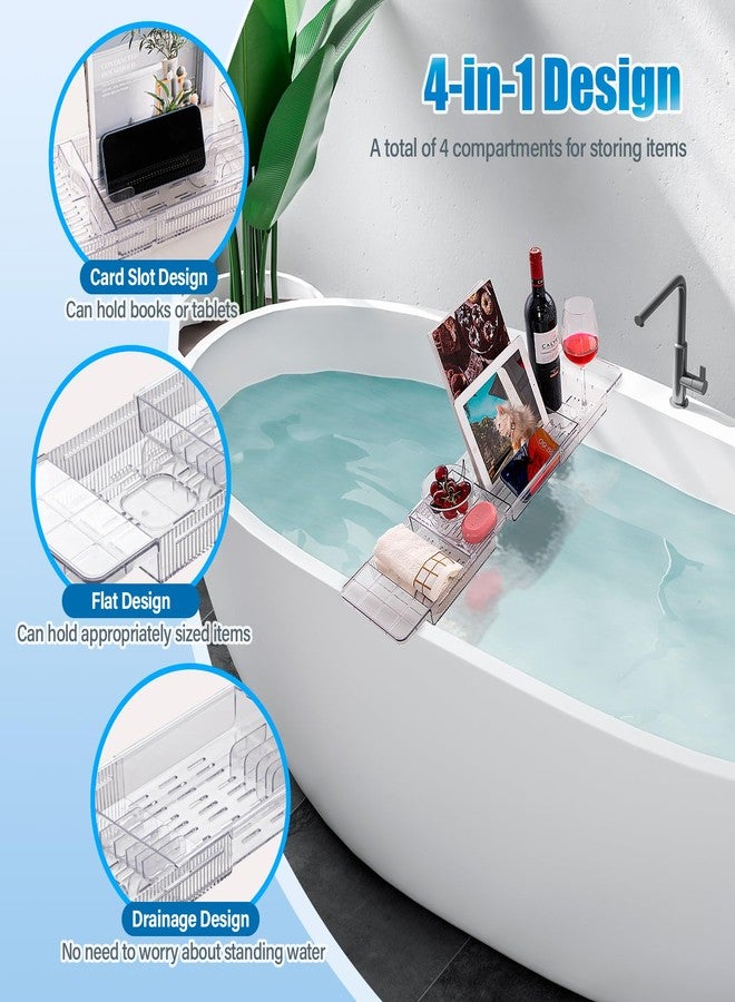 HOMEE Acrylic Bathtub Tray, Expandable Bath Caddy Tray for Bathtub, Bath Tub Tray Table, Adjustable Bath Shelf Tub Board Organizer Trays for Bathroom - Image 4