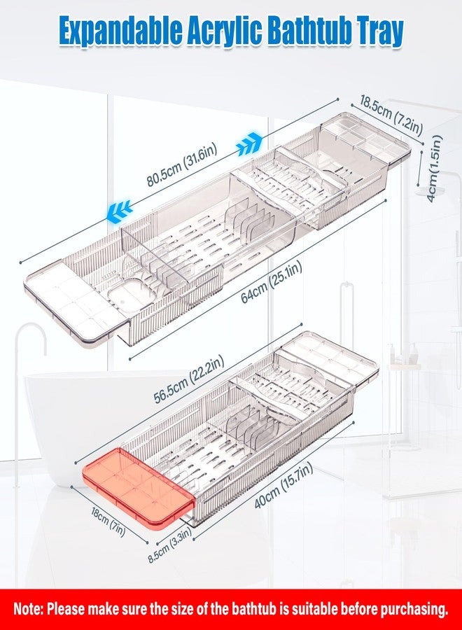 HOMEE Acrylic Bathtub Tray, Expandable Bath Caddy Tray for Bathtub, Bath Tub Tray Table, Adjustable Bath Shelf Tub Board Organizer Trays for Bathroom - Image 2