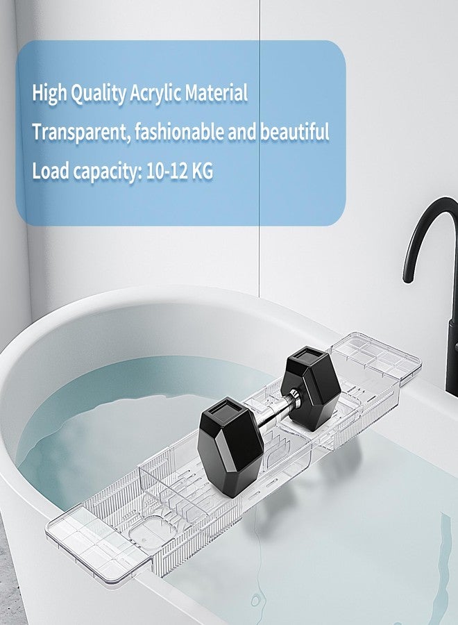HOMEE Acrylic Bathtub Tray, Expandable Bath Caddy Tray for Bathtub, Bath Tub Tray Table, Adjustable Bath Shelf Tub Board Organizer Trays for Bathroom - Image 5
