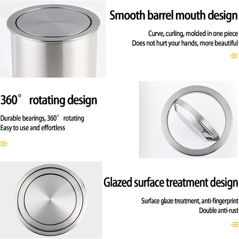 Round Swing Trash Bin Lid,Embedded Countertop Trash Chute Flap,Stainless Steel Garbage Cover,Simple Built-in Trash Can Lid for Bathroom Office Kitchen(One Color 21cm 304 Material) - Image 3