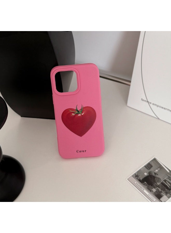 NIBEMINENT A Tomato Heart Protective TPU Case Cover For iPhone 17 Pro, Rose Pink