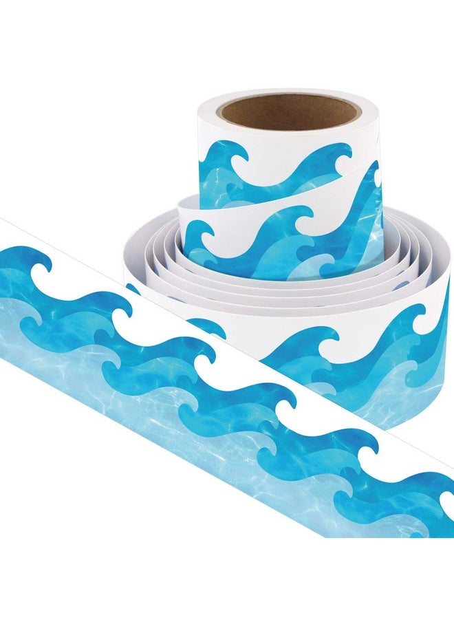 ceiba tree - Ocean Waves Bulletin Board Border Blue Turquoise Bulletin Board Trim Paper Ocean Beach Classroom Decorations Back To School Chalkboard Whiteboard Decor 36 Feet - Image 1