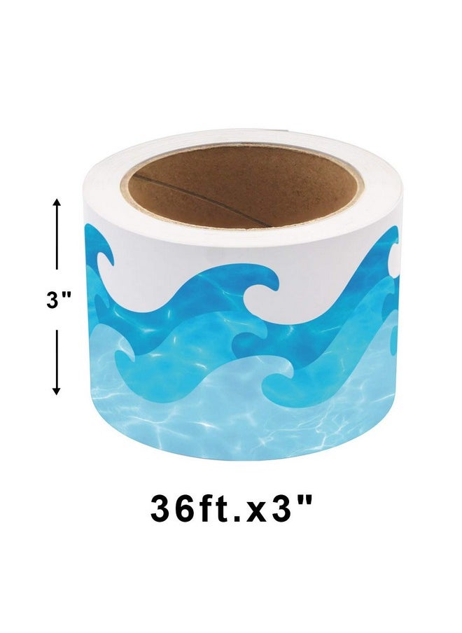 ceiba tree - Ocean Waves Bulletin Board Border Blue Turquoise Bulletin Board Trim Paper Ocean Beach Classroom Decorations Back To School Chalkboard Whiteboard Decor 36 Feet - Image 1