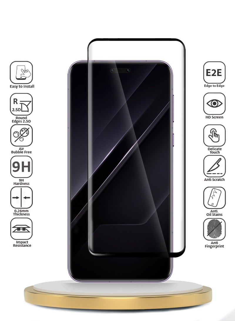 Wtech Honor Magic7 RSR Porsche Design 5G 2024 Premium Edge-Pro Full Glue Full Cover Tempered Glass Screen Protector (MSGPCN) - Clear/Black - Image 2