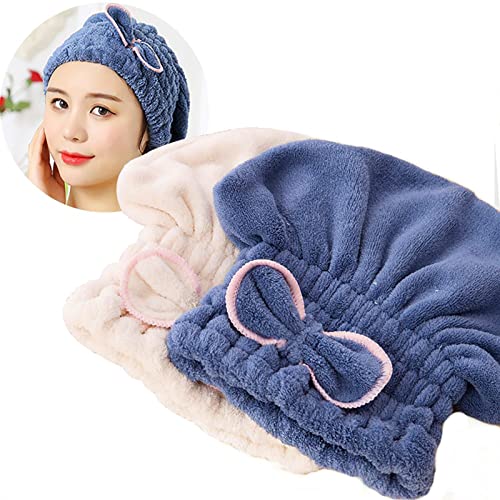 Jseng 2PC Microfiber Hair Drying Caps, Extrame Soft & Ultra Absorbent, Fast Drying Hair Turban Wrap Towels Shower Cap for Girls and Women - Image 1