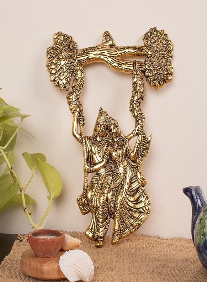 CHHARIYA CRAFTS Radha Krishna Tree Jhula Decorative Metal Wall Hanging Art Decorative Showpiece for Wall Decor, Festival Home Decor Pooja Room Temple & Gift for Family, Friends, Housewarming - 32 cm - Image 1