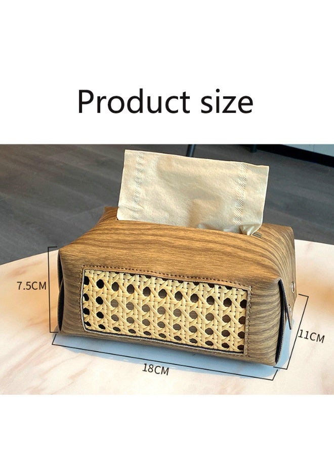 حامل علبة مناديل لسطح المكتب، الحمام، السيارة، المكتب (لون الخشب) - Image 4