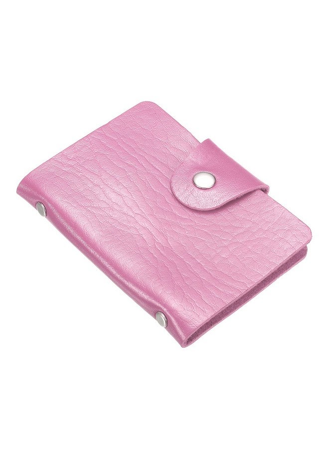 PATIKIL Credit Card Holder 1 Pack Slim Wallet Pu Leather Purse Business Cards Storage Organizer Protector With 24 Card Slots Pink  - Image 1