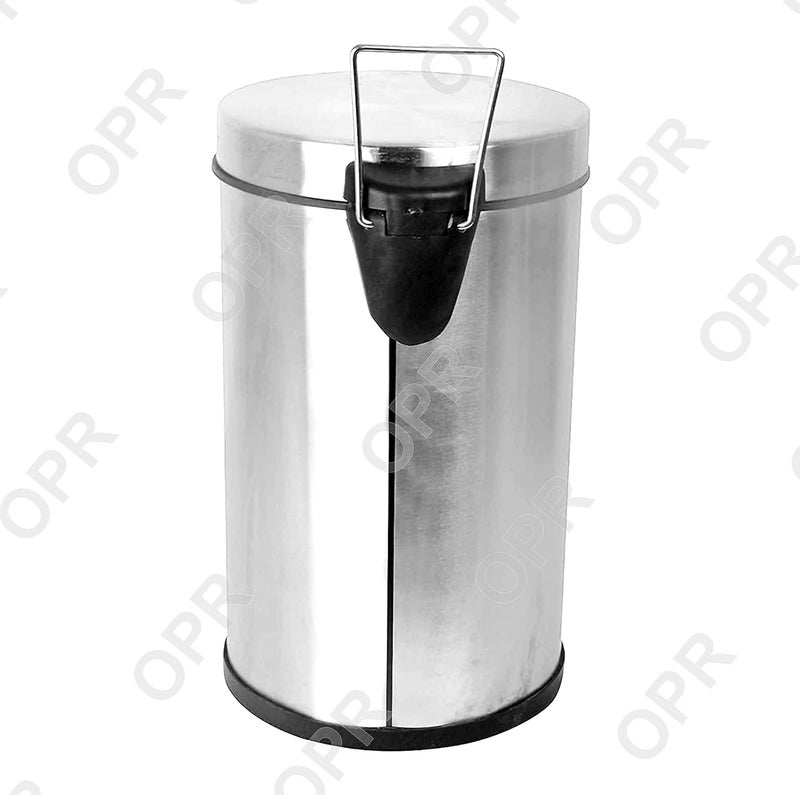 OPR Stainless Steel Plain Pedal Bin With Plastic Bucket And Lid - Pack of 4 (5 Litre (7x10 Inch)) - Image 3