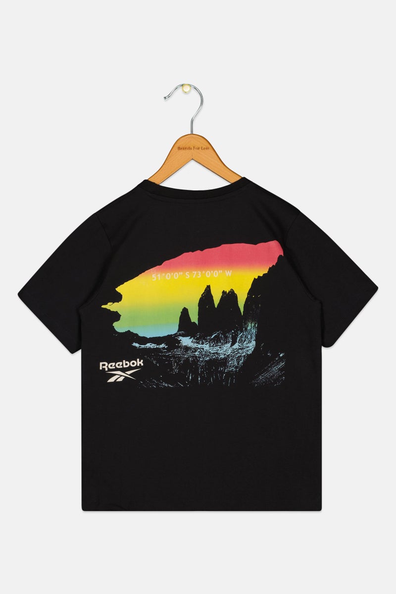 Reebok Kids Boy Brand Logo Torres Del Paine National Park T-Shirt, Black - Image 2