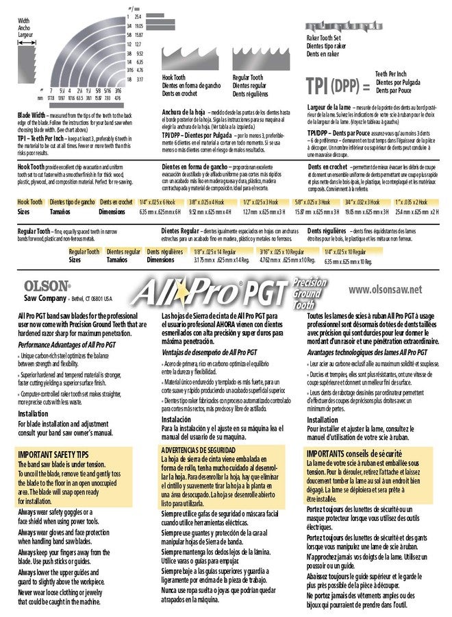 OLSON SAW APG70889 AllPro PGT Band 10-TPI Regular Saw Blade, 3/16 by .025 by 89-1/2-Inch - Image 3