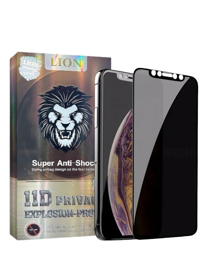 ليون واقي شاشة مضاد للتجسس لـ آيفون اكس/ و آيفون اكس اس/ و آيفون 11 برو (iPhone X/XS/11PRO) 11D نانو مضاد للتجسس لحماية الخصوصية (لقافة) من Lion, حماية قصوى للشاشة من الخدوش والكسر - Image 1