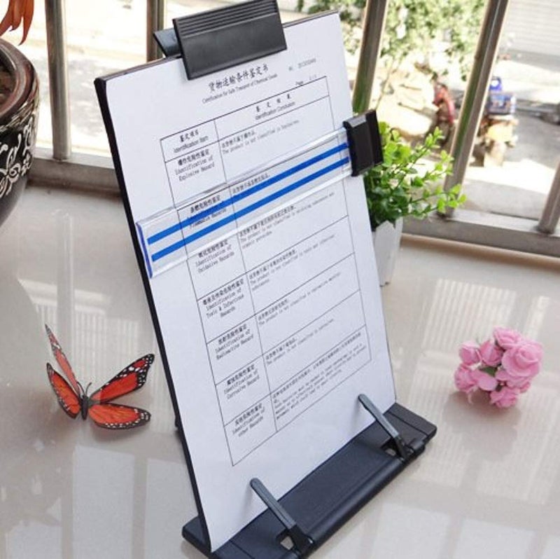 Kriva Metal Copy Holder with Adjustable Clip and Line Guide | 7 Adjustable Positions | Book Reader Stand for Latter | Legal A4 Documents | Reading Typing Frame | Office | Up to 150 Sheets(1Pcs-Black) - Image 2