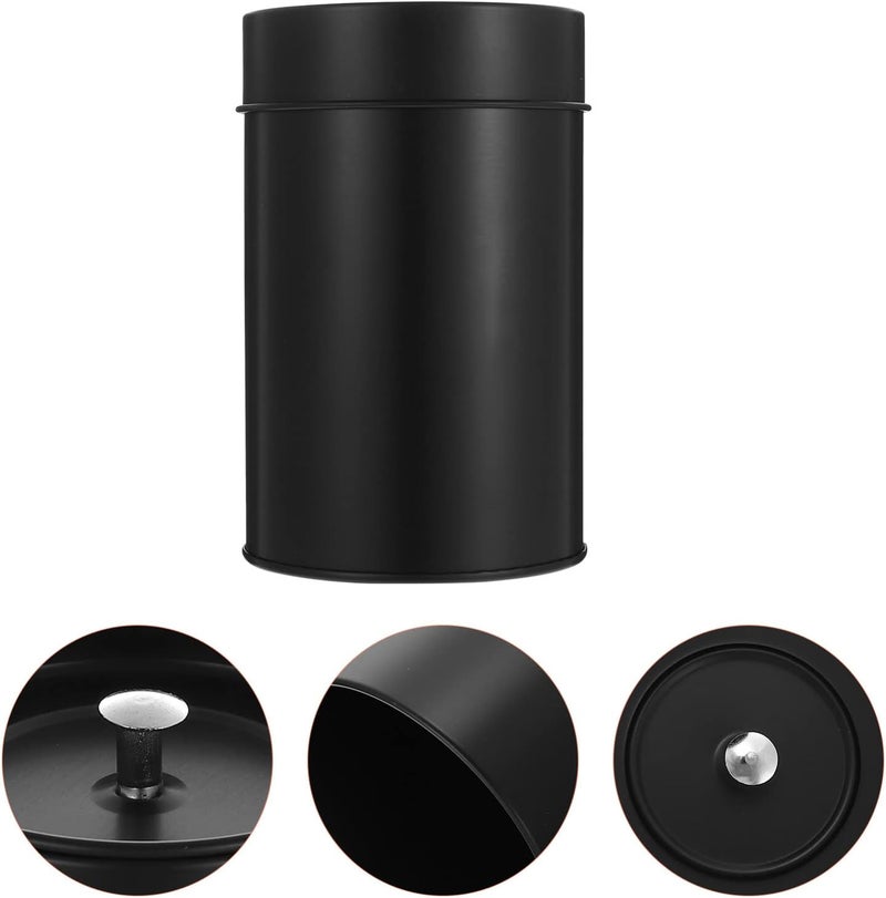 comfrt Airtight Kitchen Canister with Lid, 12oz ( 355ml ) Tea Tin Canister with Airtight Double Lids for Loose Tea and Tea Bags Coffee Sugar Storage ( Black ) - Image 2