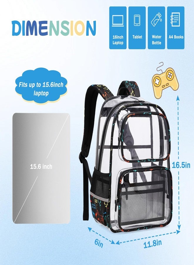 Sisipoet Heavy Duty Clear Backpack Stadium Approved for kids and adults, School Clear Bookbag, Black - Image 3