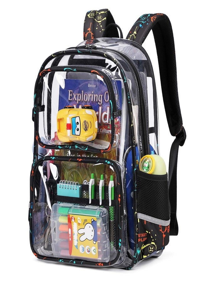 Sisipoet Heavy Duty Clear Backpack Stadium Approved for kids and adults, School Clear Bookbag, Black - Image 1