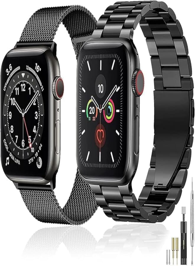 Next Next Store 2 Pack Metal Band Compatible with iWatch Ultra-Ultra2 Series 1/2/3/4/5/6/7/8/9 Stainless Steel Metal Strap 42mm 44mm 45mm 49mm Anti-Rust