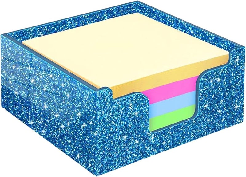 موزع ملاحظات لاصقة من الأكريليك اللامع الأزرق 400 ورقة منظف مكتب مدمج - Image 2