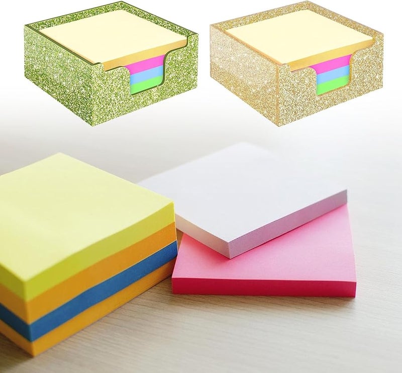 موزع ملاحظات لاصقة من الأكريليك اللامع الأزرق 400 ورقة منظف مكتب مدمج - Image 3