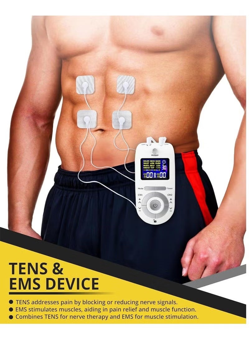 زيترا جهاز تحفيز عضلي TENS وEMS – مدلك نبضي كهربائي قابل للشحن بقناتين، 12 وضعًا - Image 4
