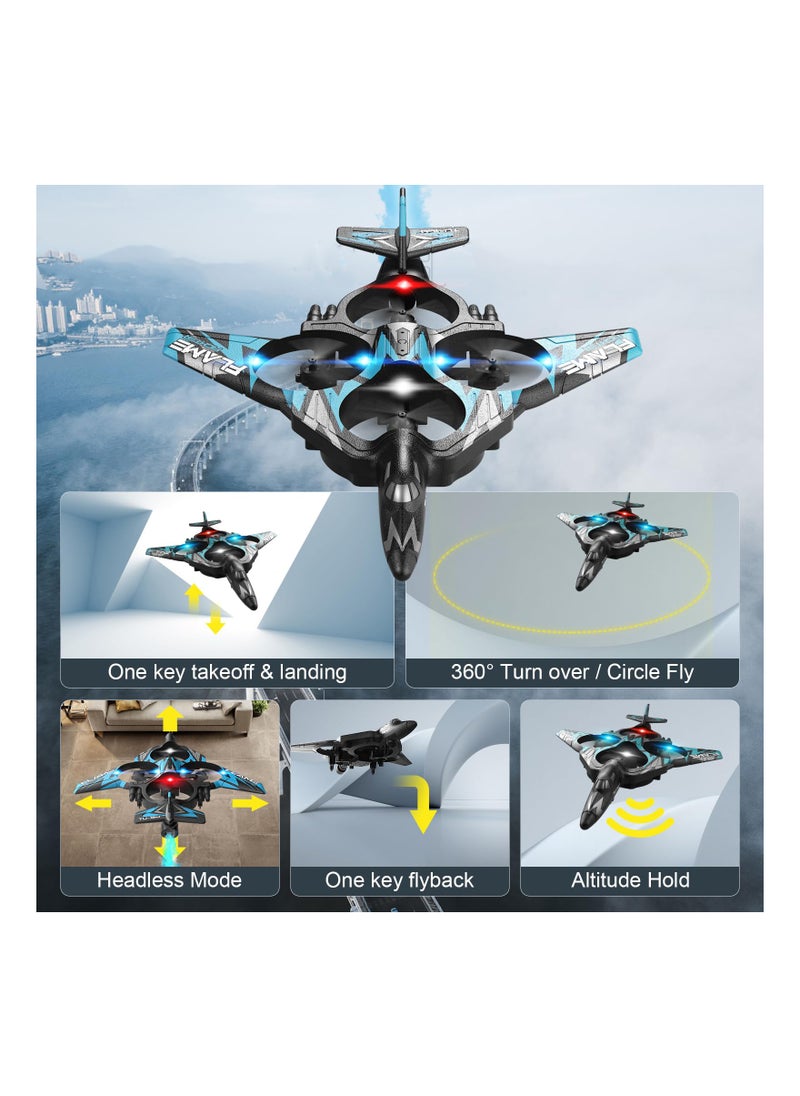SYOSI - Remote Control Drone for Kids Gesture RC Stealth Raptor Airplane Quadcopter Fighter Jet with Light Spray 360° Flip Beginner Big Plane Toy Boys 2 Batteries 984FT - Image 1