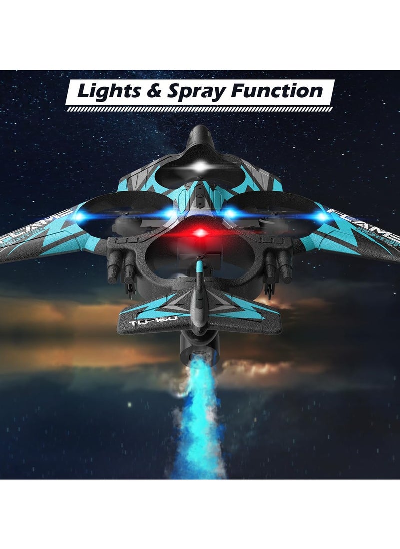 SYOSI - Remote Control Drone for Kids Gesture RC Stealth Raptor Airplane Quadcopter Fighter Jet with Light Spray 360° Flip Beginner Big Plane Toy Boys 2 Batteries 984FT - Image 1